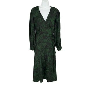 Susan Graver Occasions Green Floral Wrap Maxi Dress Womens Sz 3X Plus Size